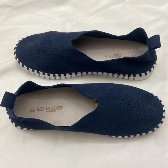 Ilse Jacobsen Hornbak navy slip open comfort shoes size 38/8 - Picture 4 of 4